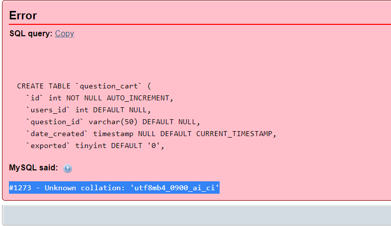 Mengatasi Error MySQl: #1273 – Unknown collation