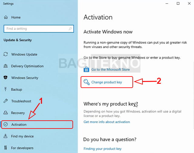 Mengubah product key Windows 10